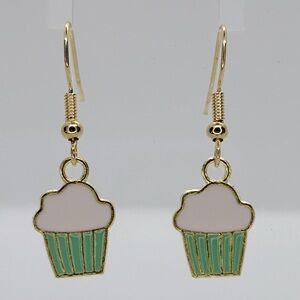 Enamel Alloy Metal Cupcake Drop Earring